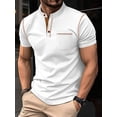 thumbnail image 2 of Yungyresw Mens Polo Shirt Short Sleeve Henley Collar Shirt Contrast Color Trim Pocket Polos for Summer Tops, 2 of 4