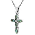 thumbnail image 2 of Southwestern Miracle Cross Rainbow Abalone Shell Sterling Silver Necklace, 2 of 6