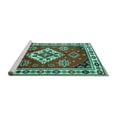 thumbnail image 2 of Ahgly Company Machine Washable Indoor Rectangle Geometric Turquoise Blue Traditional Area Rugs, 8' x 10', 2 of 4