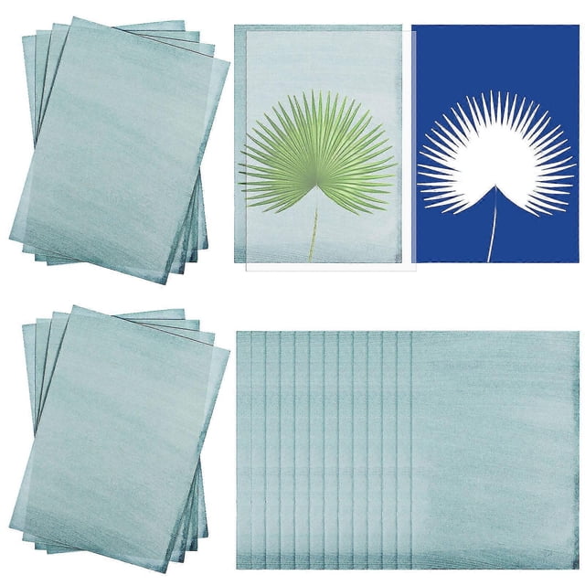 32 Sheet Cyanotype Solar Printing Paper Kit with Clear Pressing Panel – Sun Activated DIY Art Paper for Photograms, Plants, and Mixed Media