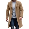 thumbnail image 3 of Xdegoge Men's Wool Blend Trench Coat Single Breasted Winter Long Overcoat Business Casual Peacoat Warm Jacket Outerwear, 3 of 6