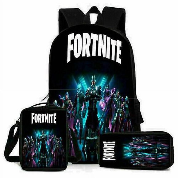 Three-piece Kids Fortnite School Bag Backpack Lunch Bag Stationery Bag Gifts