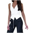 thumbnail image 3 of Hvot&aat Women's Sexy Deep V Neck Vest Elegant Tie Waist Sleeveless Blazers Business Casual Button Up Work Office Suit Tops, 3 of 7