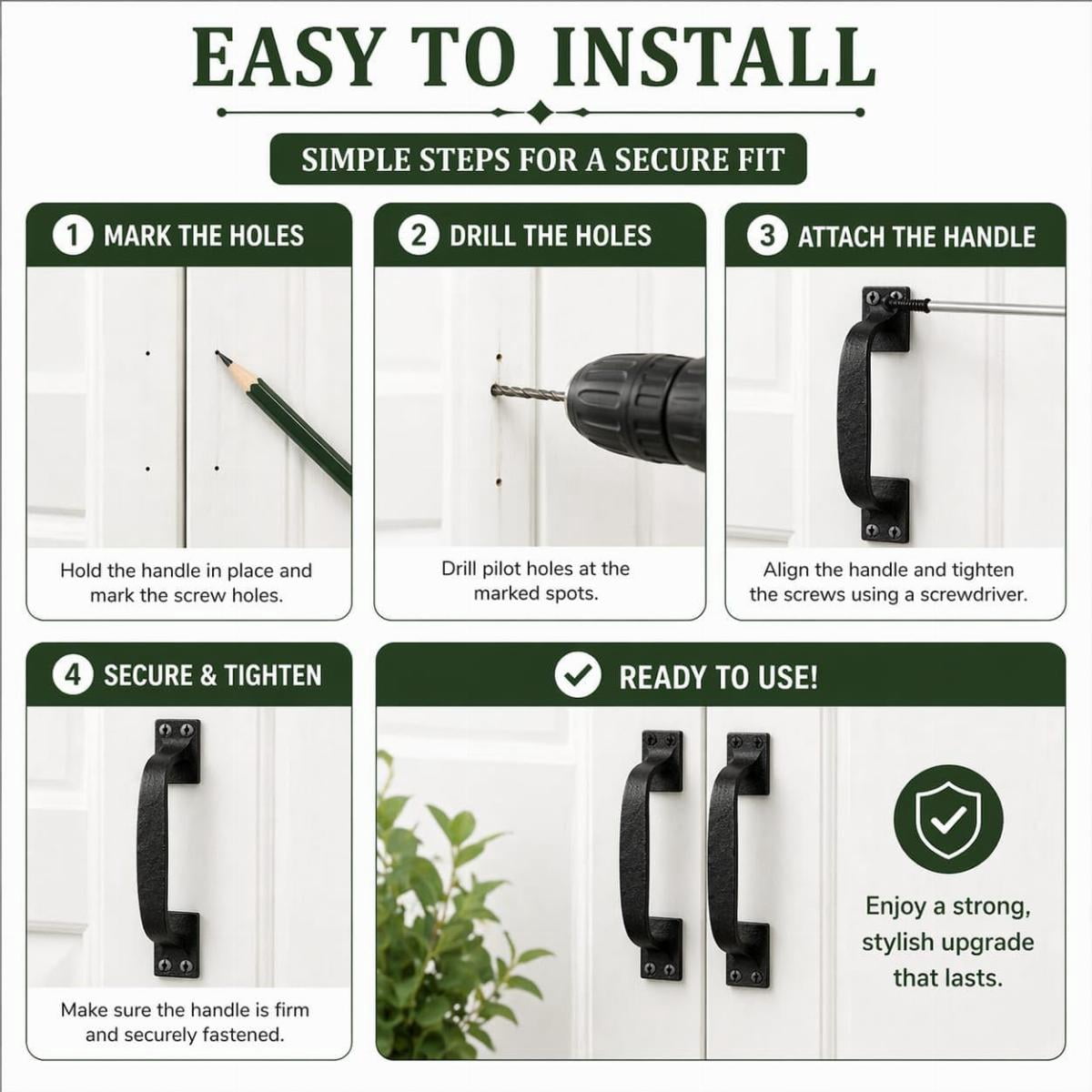 Renovators Supply 10 Pack Cabinet Handles 6" Black Wrought Iron Drawer Pulls/Kitchen Cabinet Handles w/Screws