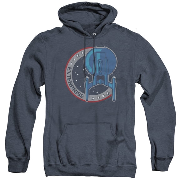 Star Trek Enterprise Patch Adult Heather Hoodie Sweatshirt Navy
