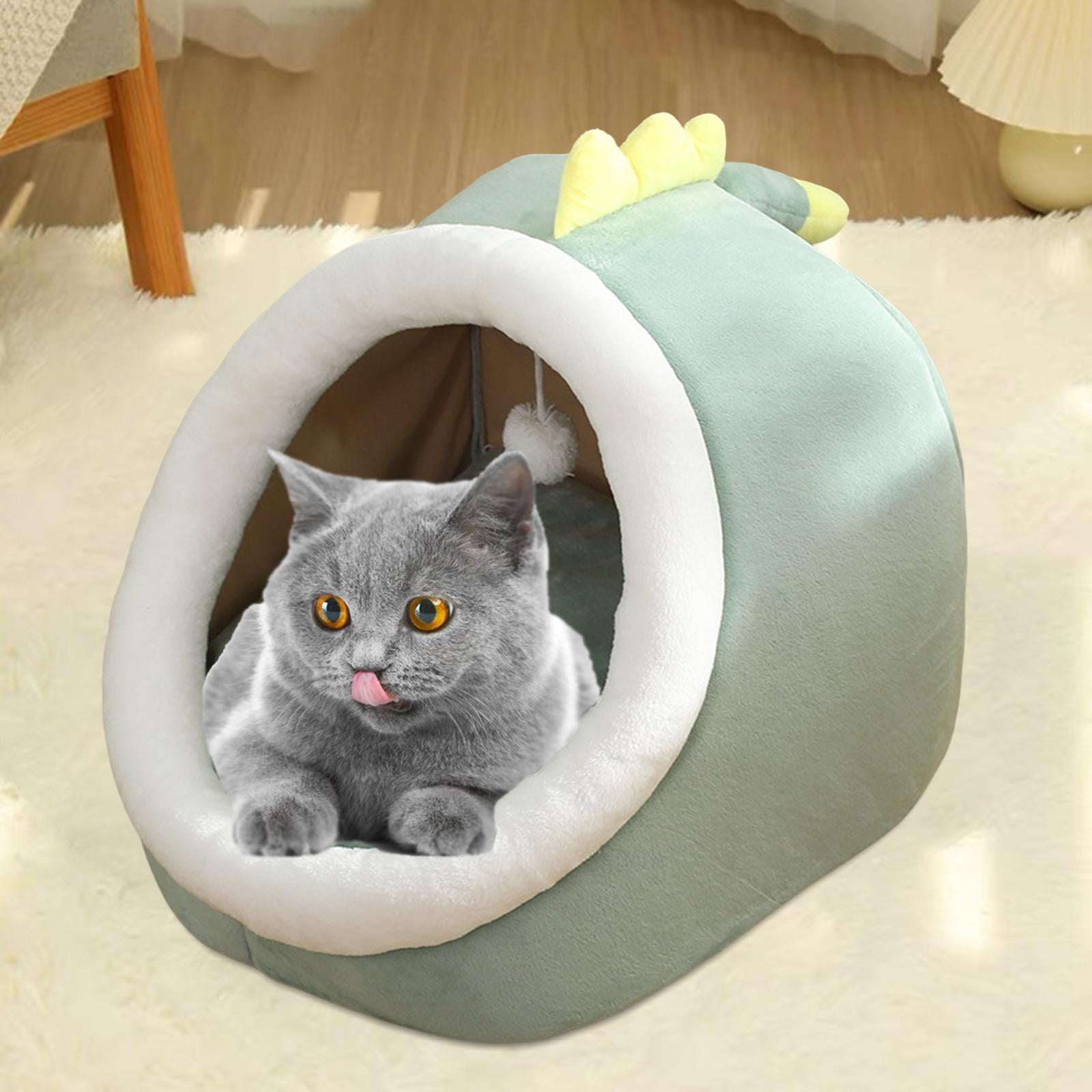Bvdfgk Cave Bed Pet House Cushion Soft Anti Slip No Deformation Dog Furniture with Ball 35x35x31cm Green