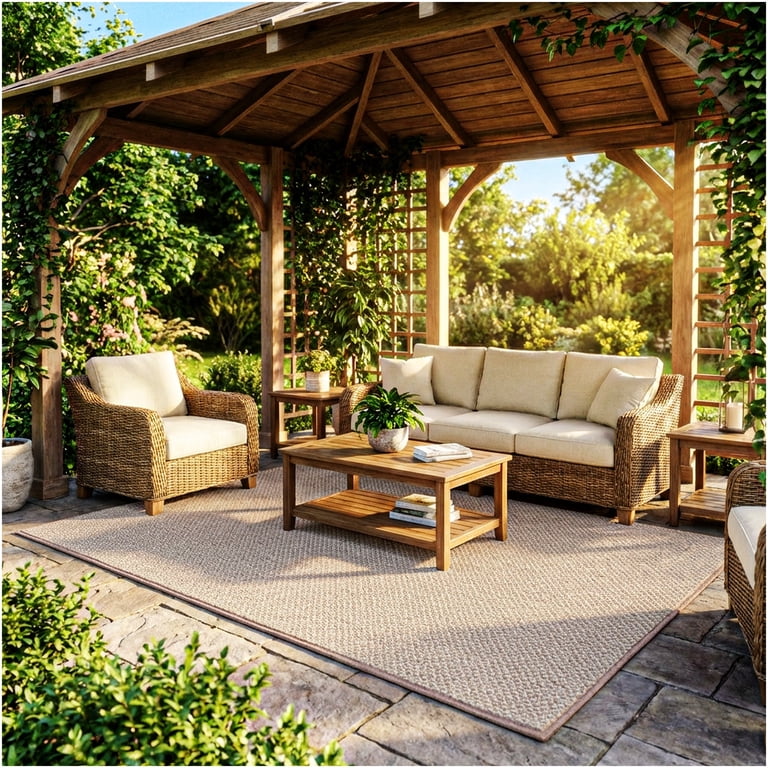 Koeckritz Rugs, Indoor Outdoor Area Rug, 8'x12', Ivory Forest