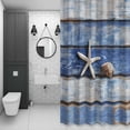 thumbnail image 4 of Summer Bathroom Shower Curtain, Beach Starfish Shell Blue Gradient Wood Grain Modern Waterproof Washable Soft Bath Curtain for Bathtub Decor with 12 Hooks&Grommet, 72x72 Inch, 4 of 9