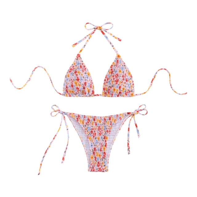 Abbracc Women's Triangle Bikini Set Backless Bathing Suit for Swim Pool Summer Party D