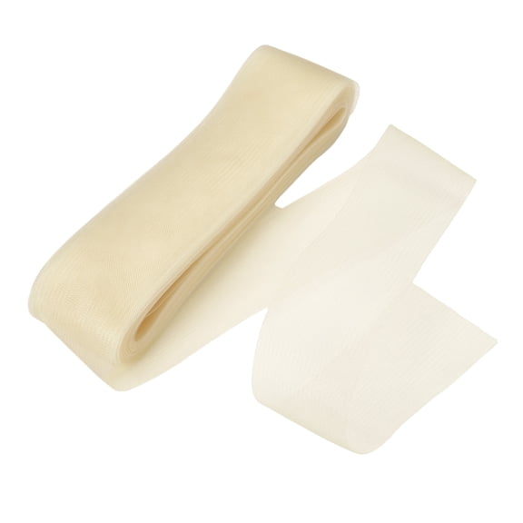 Uxcell Stiff Horsehair Braid 50 Yards 3 Inch Soft Horsehair Trim for Polyester Boning Sewing Wedding Dress Dance Gown Shaping Trimming, Cream