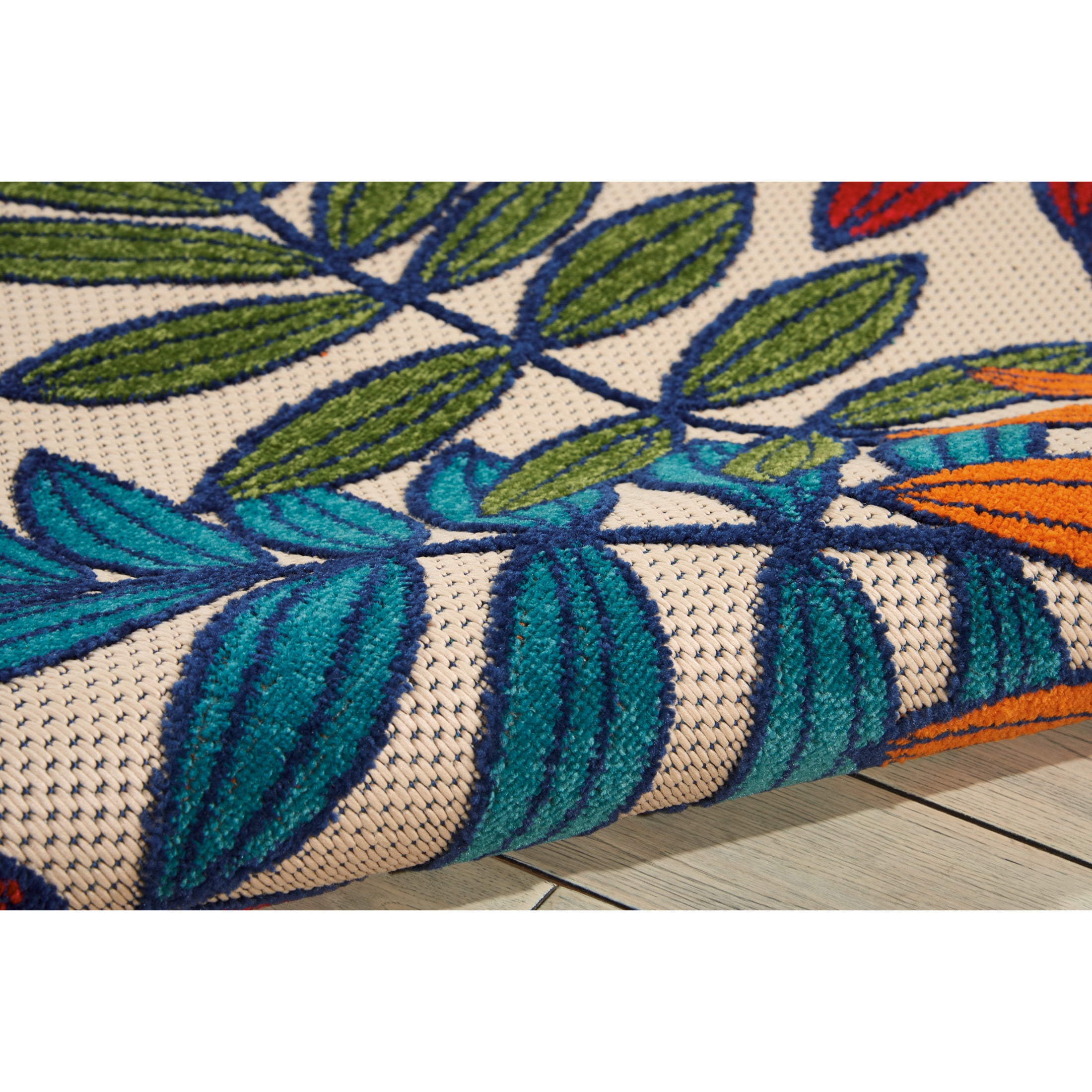 Nourison Aloha Indoor/Outdoor Tropical Botanical Multicolor 10' x 14' Area Rug, (10' x 14')