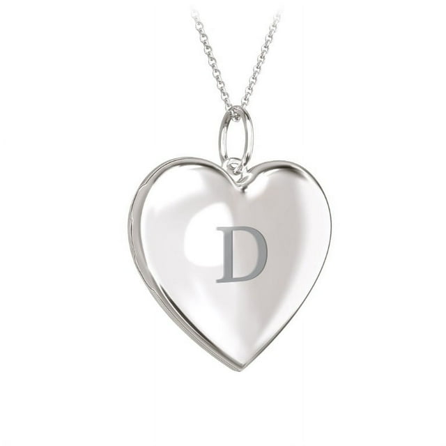 Collier Médaillon Cœur Initial en Or Blanc 10K