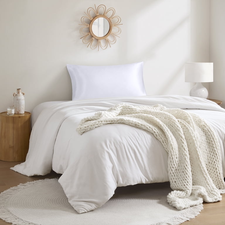 Mainstays Satin Pillowcase – Standard – Pure White – Frizz Control