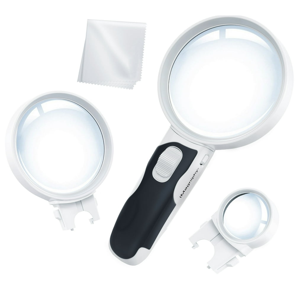 iMagniphy LED Illuminated Magnifying Glass with Light Set (3Lens (2.5X