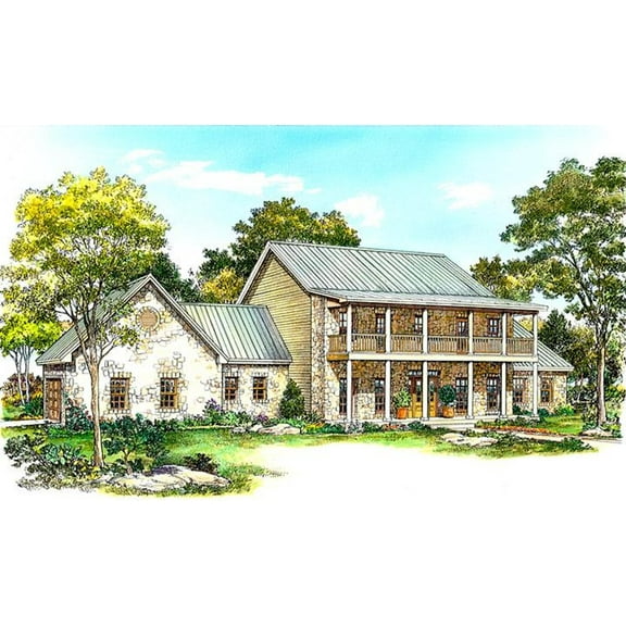 010-339: Country Farmhouse 4 Bed, 3 Bath Luxury Home Plan, 2965 Sq Ft: Full Blueprints with License to Build by Home Plan Marketplace - Lesuto
