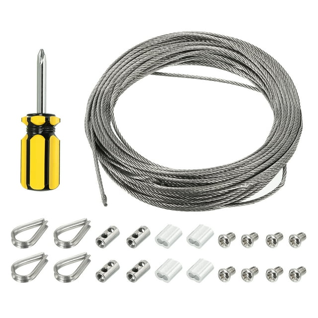 Unique Bargains Kit de Câble 1/16 Pieds, Câble en Acier Inoxydable Revêtu de PVC, 33 Pieds