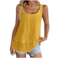 thumbnail image 2 of Womens Linen Tank Tops, Ladies Cotton-Linen Vest Top Solid Plain Sleeveless Tshirts Pearl Button V-Neck Blouses Summer Beach Holiday Tanks Loose Fit Basic Tee Shirt Yellow M, 2 of 7