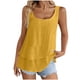 thumbnail image 3 of TaTaai Linen Style Double Layer Top, Women's Sleeveless Strappy Design, Solid Color Casual T-Shirt for Warm Weather Gift, 3 of 8