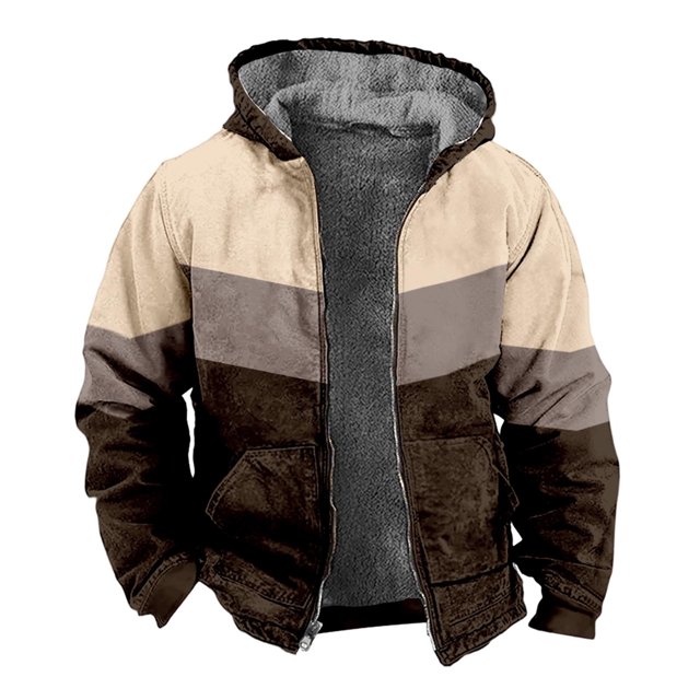 Veste d'Hiver à Capuche pour Hommes avec Impression Numérique 3D, Rembourrée pour Temps Froid, Chaleur et Style