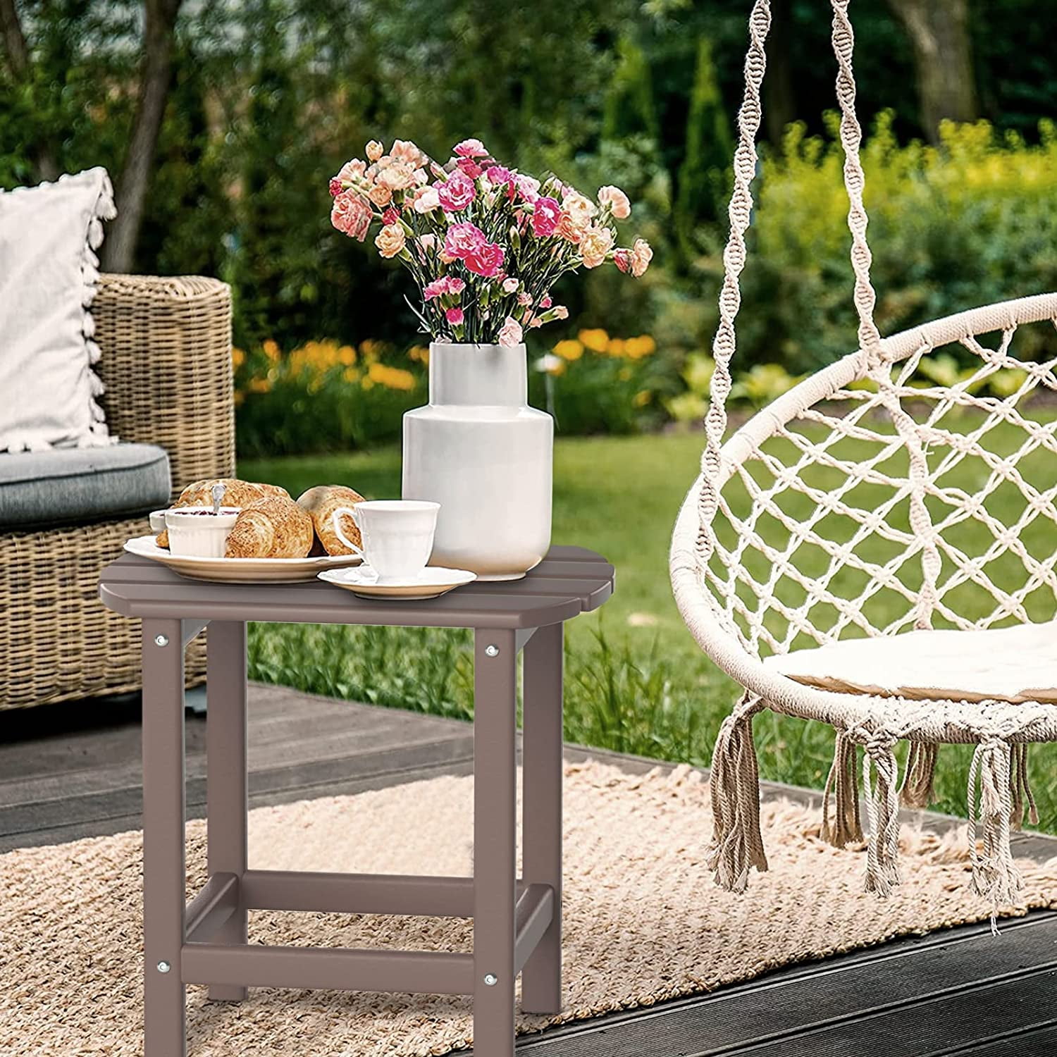 DAILYLIFE HDPE Plastic/Resin Outdoor Tea Table, Side Table for Your
