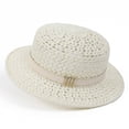thumbnail image 3 of UTSJKR Womens Hollow Woven Short Brim Fedora Hat with Buckle Belt Trim for Summer Seaside Trip Farmers Market Walk Patio Brunch Packable Anti-UV Vacation Headwear White, 3 of 8
