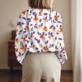 thumbnail image 5 of WTOBBY Floral Design Women's Button Down Long Sleeve Shirt, Classic Collar Casual Top, Comfortable Blouse for Work and Weekend, Seasonal Transition Piece,Purple XL, 5 of 6