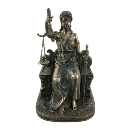 Seated Kuan Yin Statue - Seated Lady Justice Bronzed Statue Justicia Law Scale
