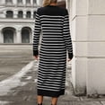 thumbnail image 5 of XFYSSS Fashion Ladies' Round Neck Long Sleeved Slim Fit Variegated Striped Knitted Long Dress Fashionable Autumn And Winter Dress, 5 of 7