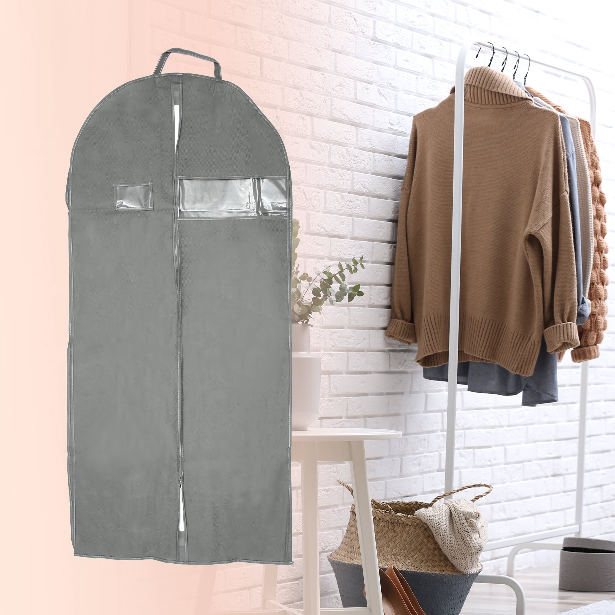 Unique Bargains 1 Pc Dustproof Portable Garment Bag for Closet Gray Gray 59.06"x23.62"x5.91"