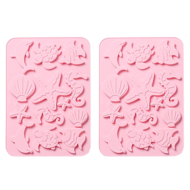 2 piezas de molde de silicona para galletas de vida marina, resistente a altas temperaturas, multifuncional, molde para hornear pasteles y chocolate