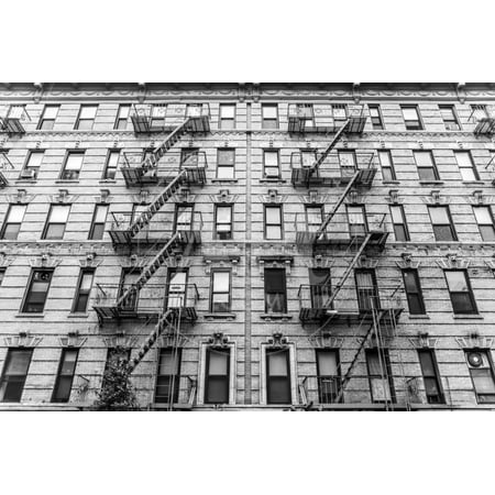 A Fire Escape of an Apartment Building in New York City Print Wall Art By