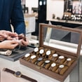 thumbnail image 5 of Uten 12-Slot Wood Watch Box with Glass Top, Luxury Watch Display Case with Velvet Lining, Watch Organizer for Men, Brown, 5 of 12