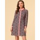 thumbnail image 5 of INSPIRE CHIC Vestido camisero de manga larga floral vintage con cuello en contraste y botones en la parte delantera para mujer Azul M, 5 of 6