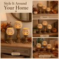 thumbnail image 6 of Rustic White Pumpkin Tealight Candle Holder Set, Farmhouse Jack O Lantern Tealight Candle Holders Decor with Wood Pedestal & Jute Bow, Fall Tables Centerpieces, 6 of 9