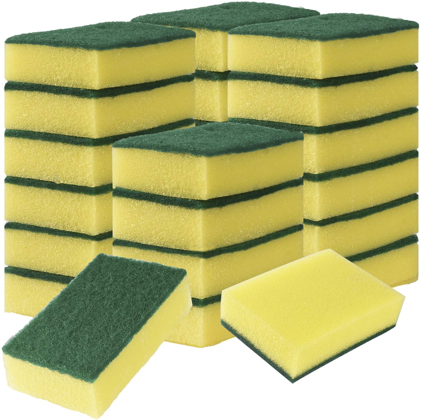 JosLiki 24 Pcs Sponges For Dishes Non Scratch Scrub Sponges With 
