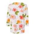 thumbnail image 5 of JTZGDY T-Shirts for Women Cute Flower Print Summer 3/4 Sleeve Crew Neck Basic Tees Plus Size Dressy Casual Tunic Blouse Trendy 2025 Outfit Clothes Multicolor#05 M, 5 of 6