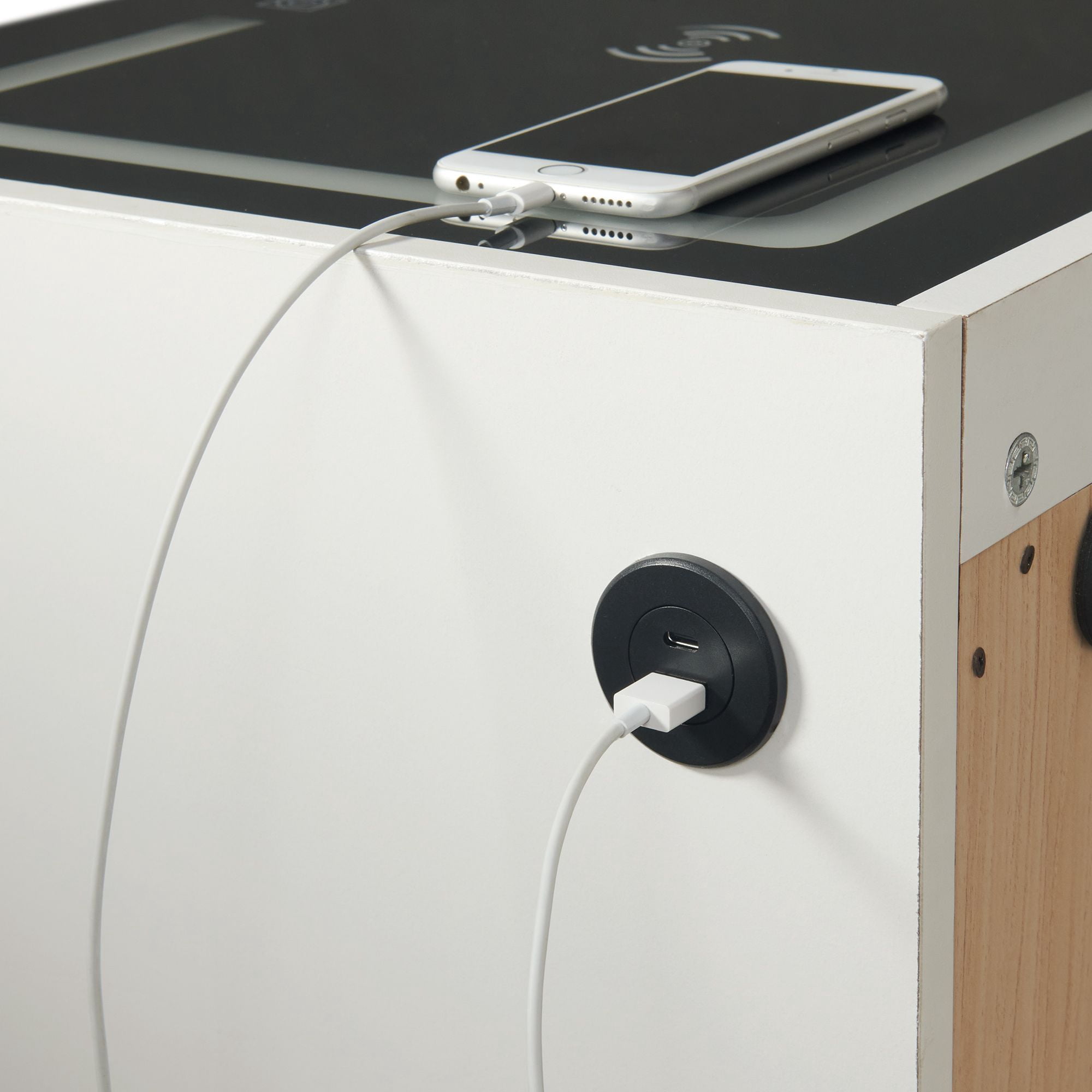 Picket House Furnishings Azura Nightstand with Electronic Features in White