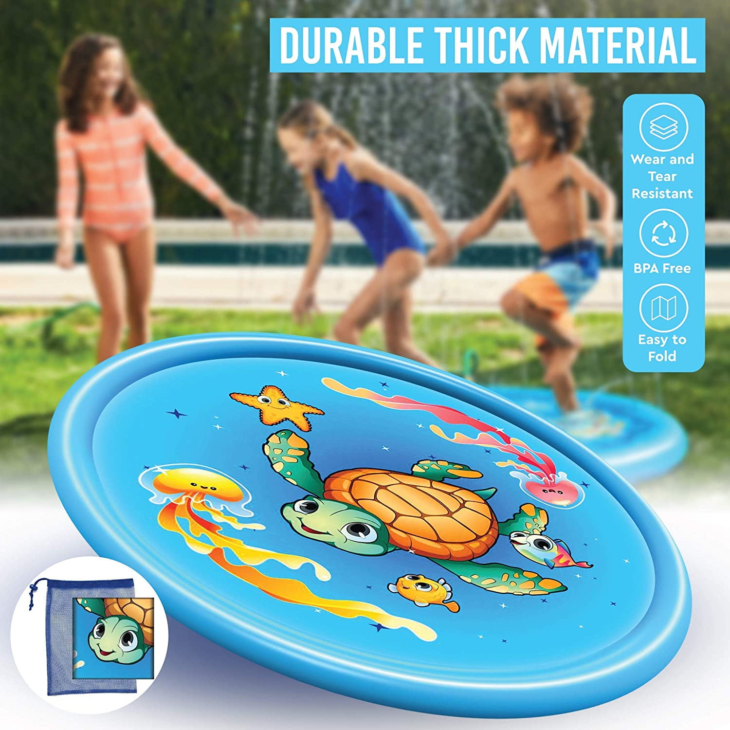 Zen Laboratory Inflatable Splash Pad for Kids, Outdoor Water
