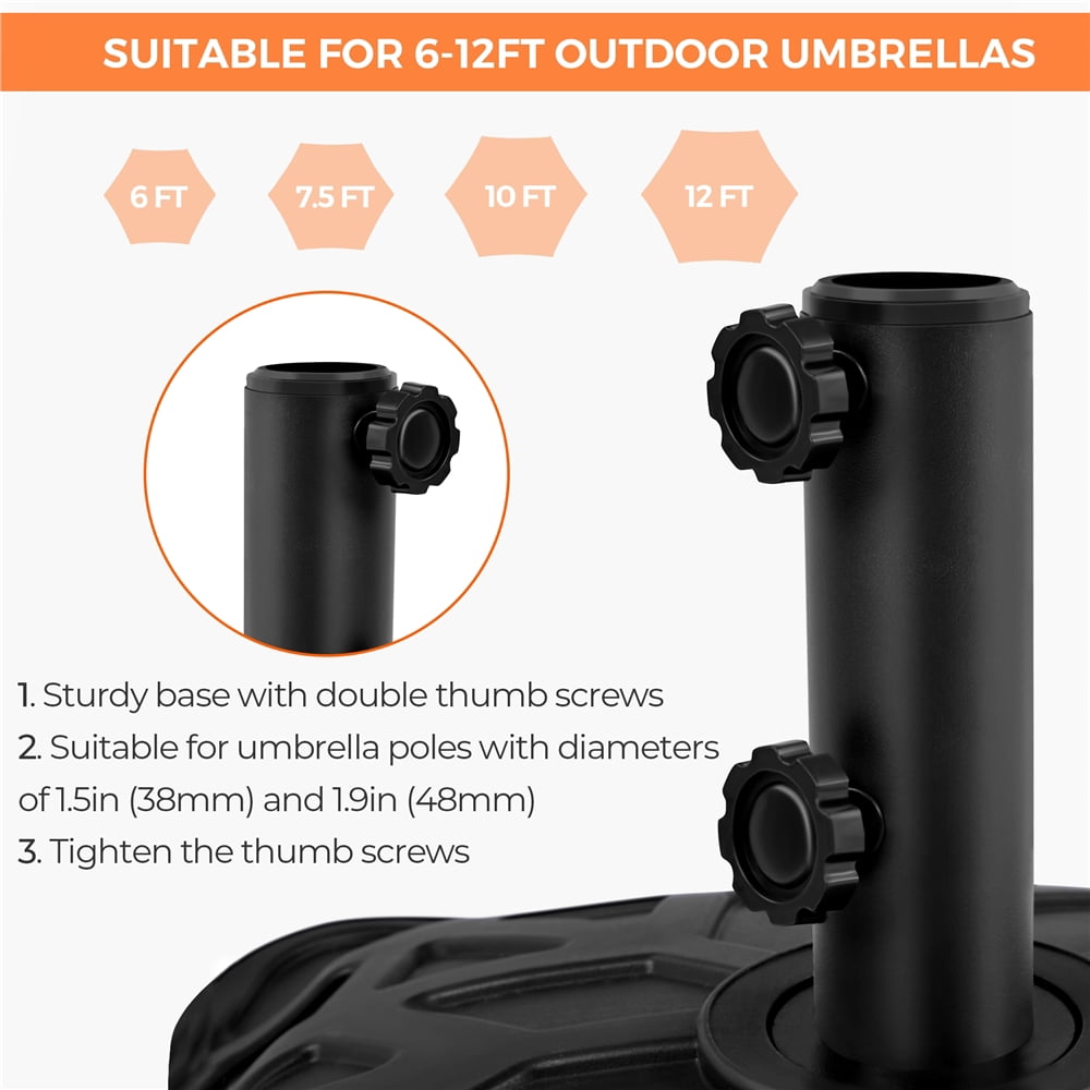 Yaheetech 22.5" Square Water & Sand-Filled Patio Umbrella Base Stand, Black