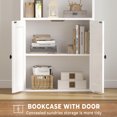 thumbnail image 3 of IRONCK Bookcase with Doors, 5-Tier Bookshelf with Storage, Farmhouse Storage Cabinet for Home Office, Living Room, White, 3 of 7