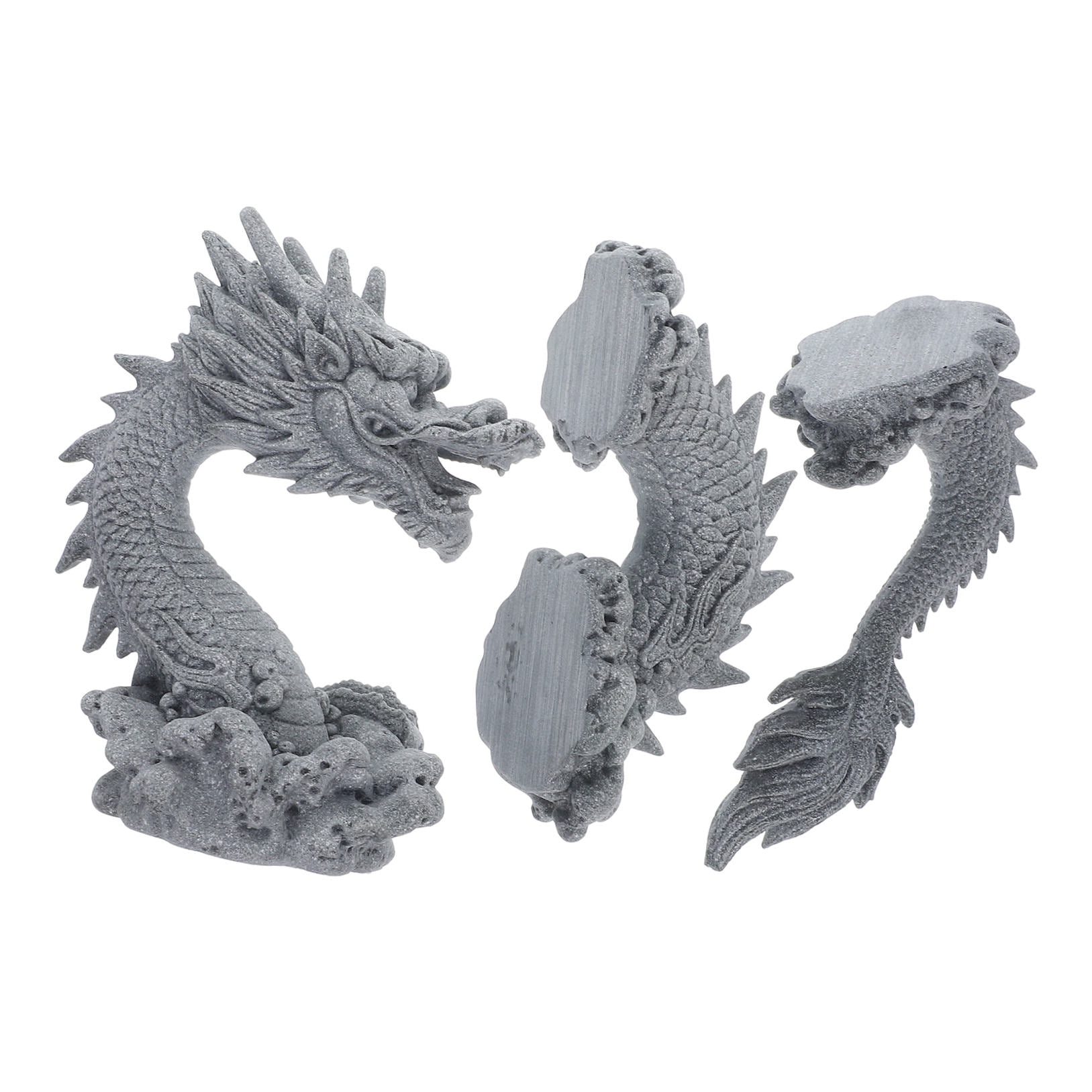 Clispeed Grey Sandstone Chinese Dragon Figurine Unique Indoor Decorative Art Sculpture for Home and Office Display