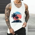 thumbnail image 3 of IYTR Mens Summer Sleeveless Tee Shirts Sleeveless T Shirts Comfy Crewneck Casual Sunset Coconut Tree Printing Summer Workout Tee Shirt Tropical Beach Tank Tops White XXL, 3 of 5