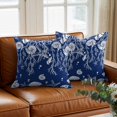 thumbnail image 3 of Starfish Coral Shell Throw Pillow Cover Navy Blue Cotton Linen Cushion Cover Throw Pillow Case with Invisible Zipper for Couch Sofa Bed Chair Car 18x18 Inch, 3 of 10