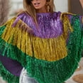thumbnail image 5 of T Shirts For Women Womens Tops Purple Green And Gold Metallic Poncho, 5 of 7