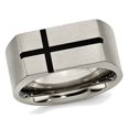 thumbnail image 1 of Bague Alliance pour Homme en Titane Biseauté 10 mm en Émail Noir Brossé Croisé, 1 of 5