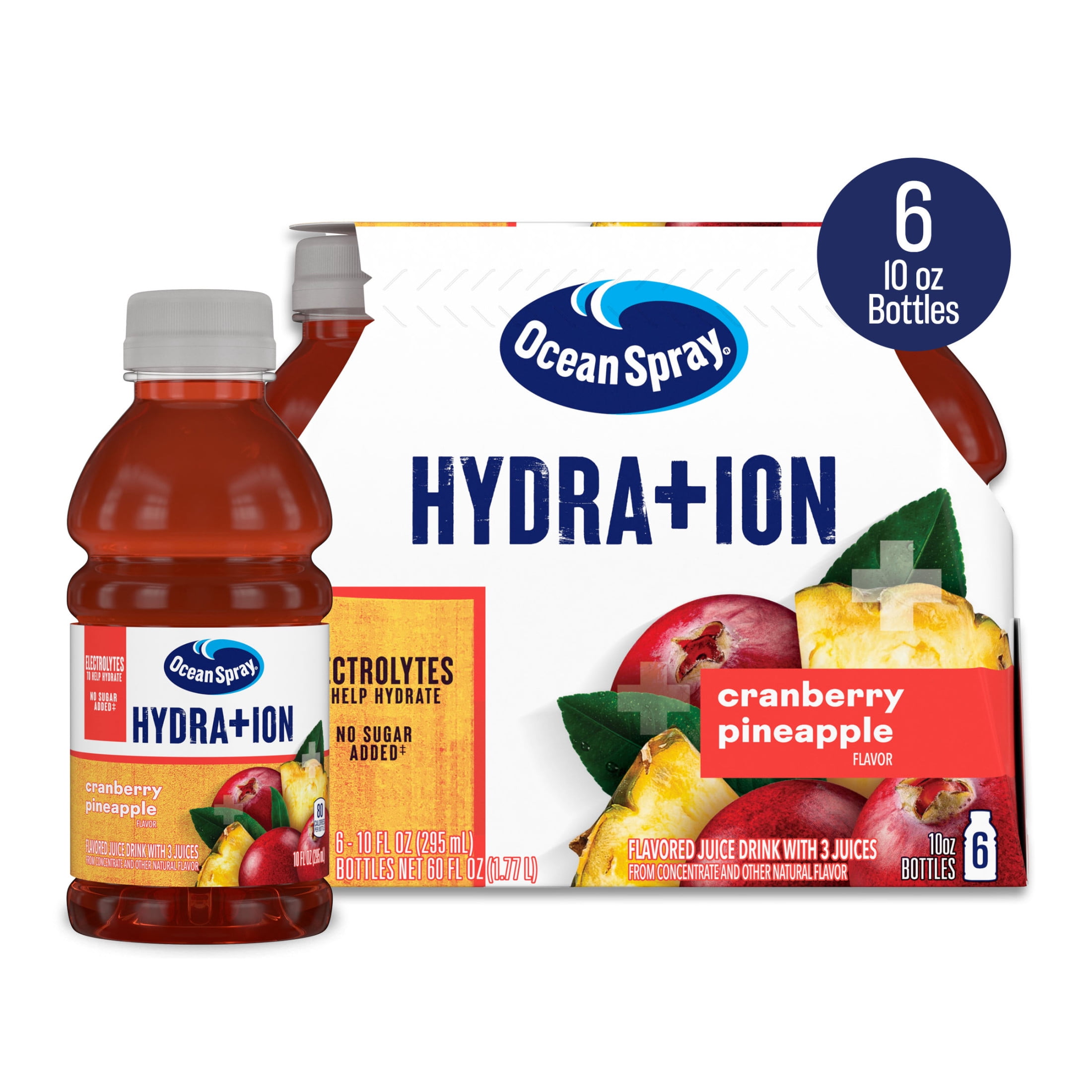 (4 pack) Ocean Spray® Revitalize Cranberry Pineapple Juice Drinks, 10 fl oz Bottles, 6 Count
