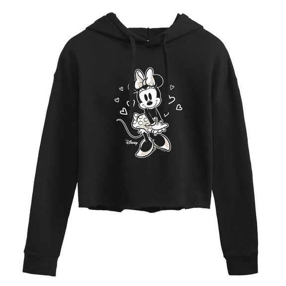 Disney - Mickey & Friends - Minnie Mouse - Hearts - Classic - Juniors Cropped Pullover Hoodie