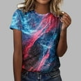 thumbnail image 1 of UPPADA T-Shirts d'Été pour Femmes à Imprimé Graphique, Col Ras du Cou, Décontractés, Manches Courtes, Coupe Ample, Chandails à Enfiler, Mode, Vacances, Plage, Blouses Multicolores, TG, 1 of 4