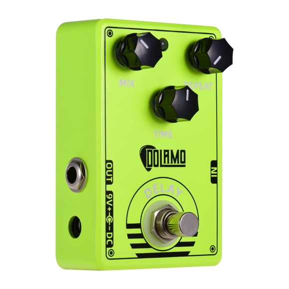 Dolamo Dolamo D-14 Compact Delay Pedal for Electric Guitar with 25ms-1000ms Range, Light Green Alloy Design, 9V DC Power
