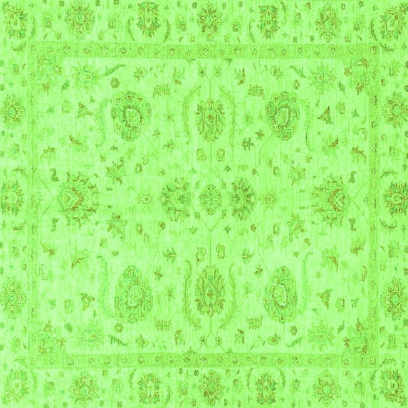 Ahgly Company Indoor Square Oriental Green Traditional Area Rugs, 8' Square